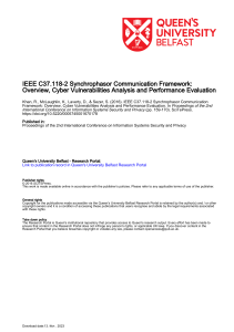 IEEE C37.118 2 Synchrophasor Communication Framework