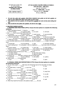 [tailieudieuky.com] Đề thi Olympic truyền thống 30-4 lần thứ XXVI - năm 2021   THPT Chuyên Lê Hồng Phong, TP Hồ Chí Minh môn Tiếng Anh lớp 10 có đáp án