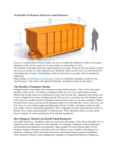The Benefits Of Dumpster Rental For Small Businesses