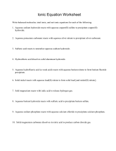 Ionic Equation Worksheet