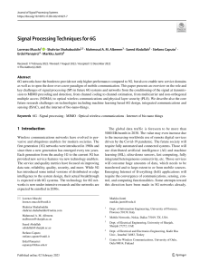 6G Signal Processing Techniques: Challenges & Solutions