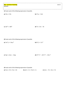 common factoring worksheet