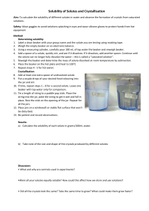 Solubility of solutes and Crystallisation PRAC