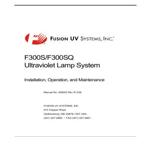 Fusion Lamp and Power Supply Manual