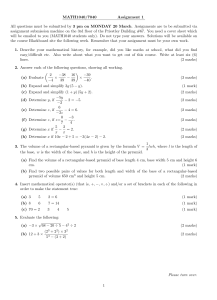 Math1040 Assessment 1