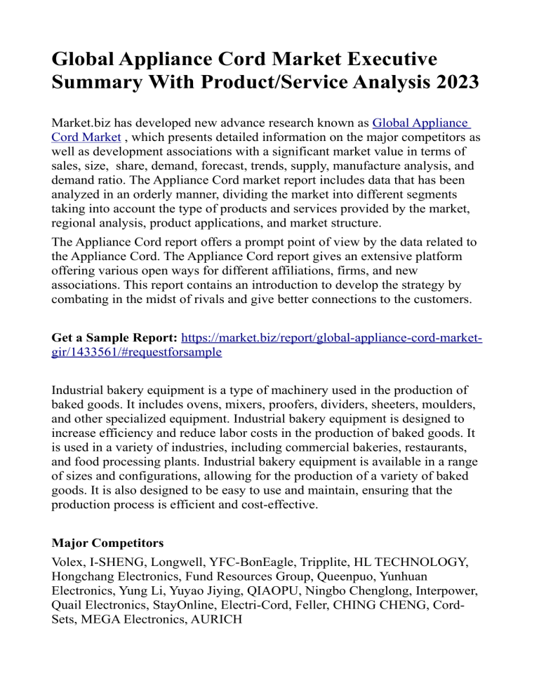 Global Appliance Cord Market