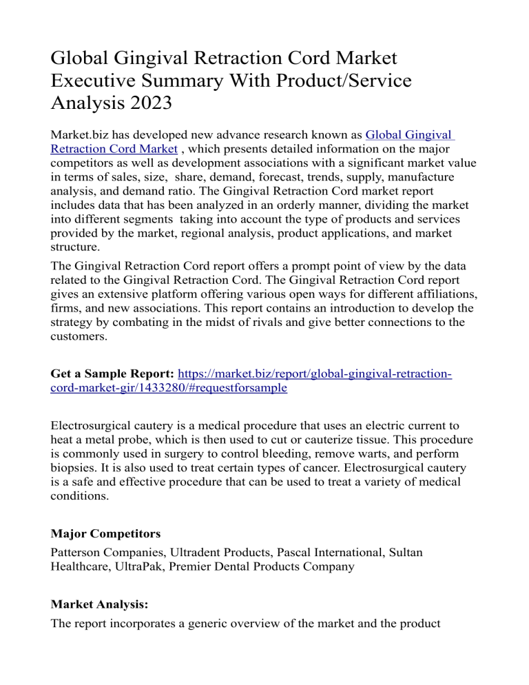 Global Gingival Retraction Cord Market