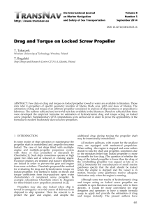 Drag and Torque on Locked Screw Propeller