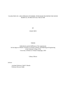 VALIDATION OF A MULTIPHASE CFD MODEL WITH MASS TRANSFER FOR XENON REMOVAL IN MOLTEN SALT REACTOR