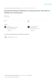 Quantitative Research Methods in Communication The