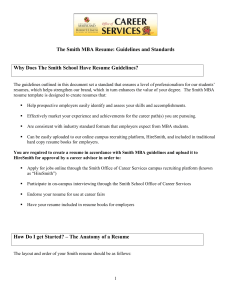 Smith MBA Resume Guidelines and Standards