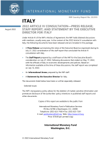 IMF Italy Country Report 2022: Economic Analysis