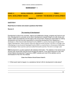 Social Sciences-Grade 9 Geography Worksheet May 2020