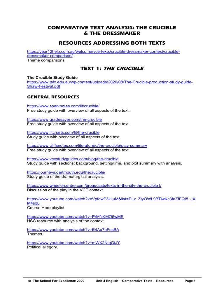 the crucible and the dressmaker comparative essay topics