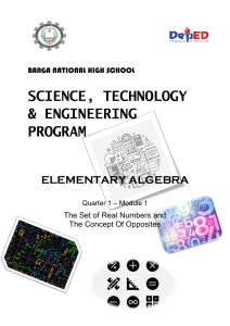 Elementary Algebra Module: Real Numbers & Opposites