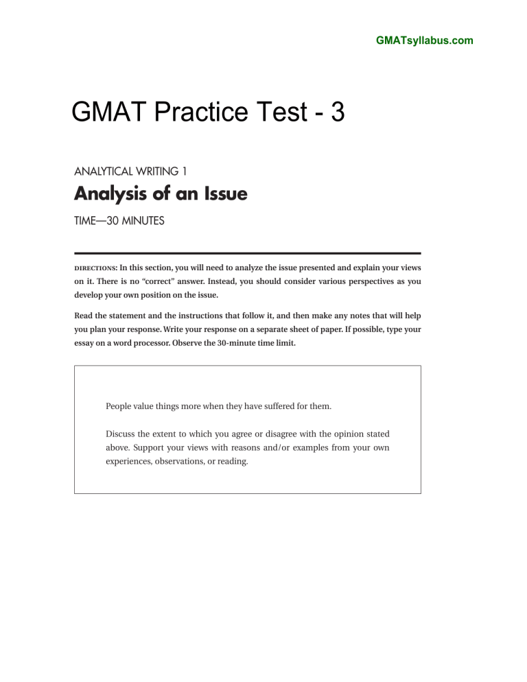 template for gmat essay