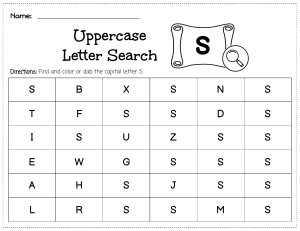 Capital and Lowercase - Letter Search Worksheet