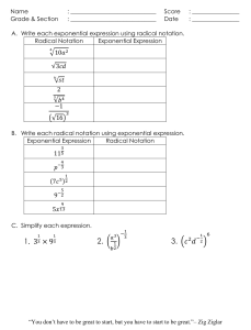 Activity 1.3 Rational Exponents and Radical Notation (Long)