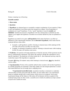 Scientific Method & Hypotheses: Biology Lab Notes