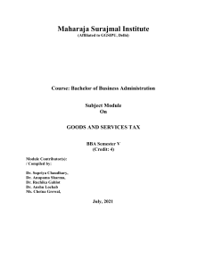 GST in India: BBA Subject Module