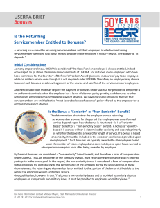 USERRA Brief: Is the Returning Servicemember Entitled to Bonuses?