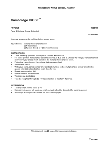 Cambridge IGCSE Physics Exam Paper (Multiple Choice)