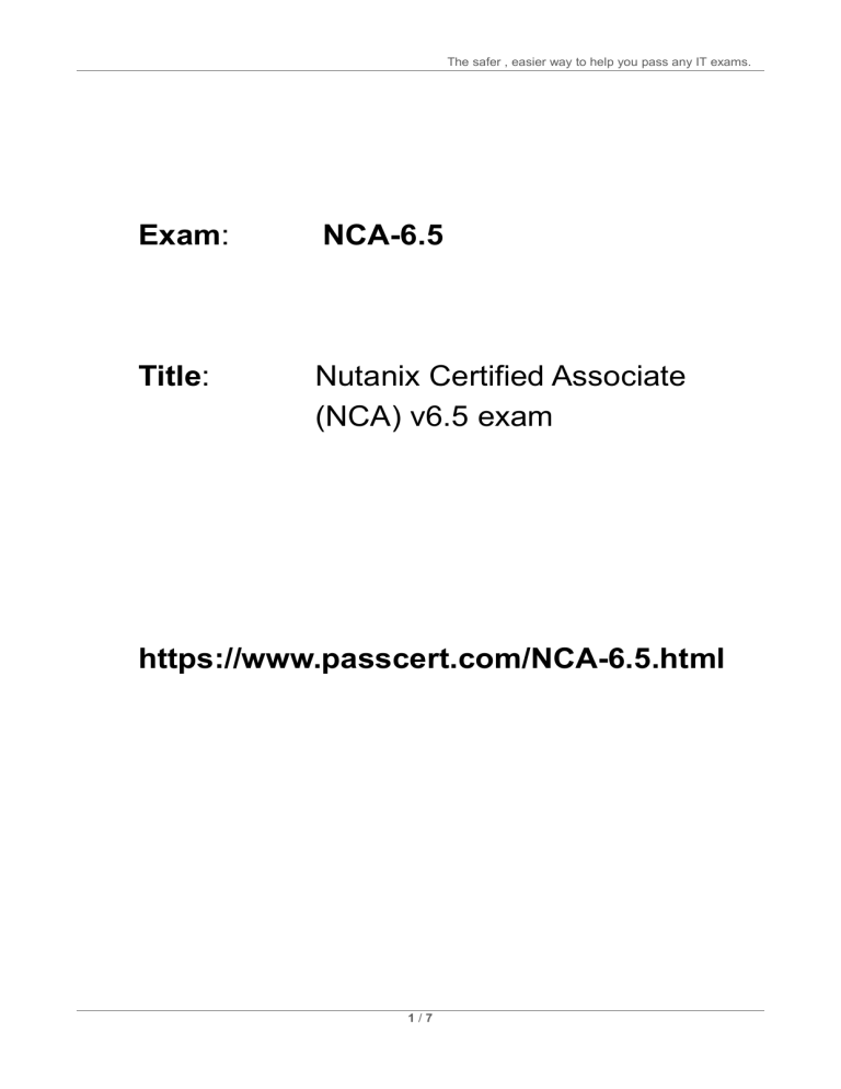 Nutanix Certified Associate NCA-6.5 Dumps