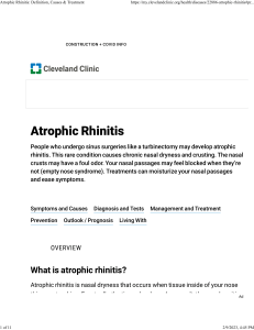 Atrophic Rhinitis Definition, Causes & Treatment