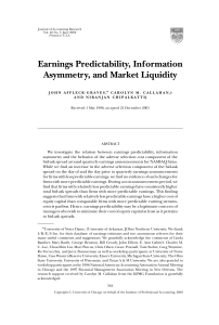 Earnings Predictability & Market Liquidity