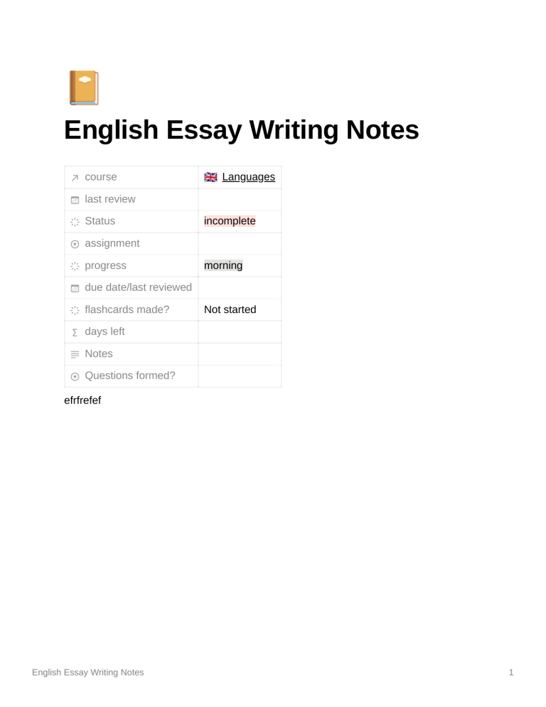 English Essay Writing Notes