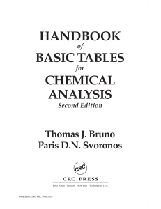 Handbook of Basic Tables for Chemical Analysis (2nd ed) - Thomas J. Bruno and Paris D. N. Svoronos