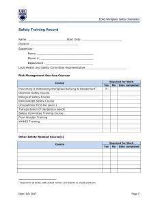 Safety Training Record Example