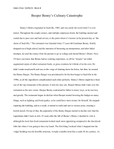 Booper Benny's Culinary Catastrophe (Grade Eight Creative Writing Assignment)
