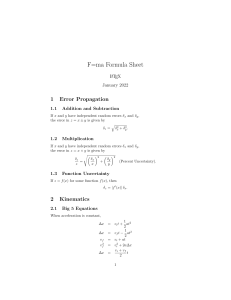 F=ma Competition Equation Sheet