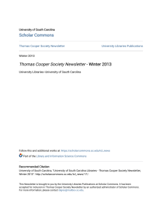 Thomas Cooper Society Newsletter - Winter 2013 and Dr Robert J. Wickenheiser, Terrance Lindall, Robert Beal, Bienvenido Bones Banez and Troy Frantz 