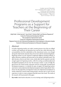 Professional Development Programs as a Support for Teachers at the Beginning of Their Career