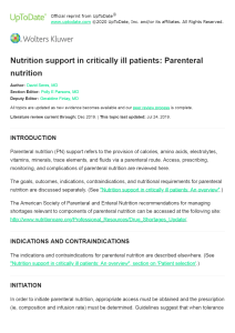 Soporte nutricional en pacientes críticos  Nutrición parenteral - UpToDate