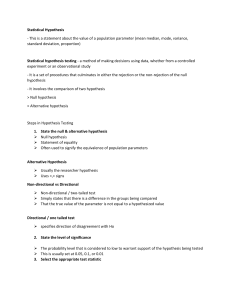 Statistical Hypothesis Testing Lecture Notes