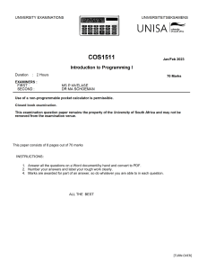 COS1511 January examination 2023