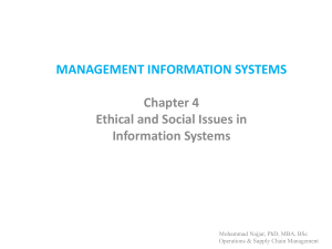 Ethical and Social Issues in Information Systems