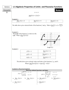 Calculus Limits & Piecewise Functions Worksheet