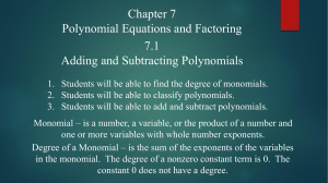 7.1 Adding and Subtracting Polynomials (1)
