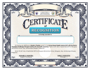 Certificate of RecognitionNewest