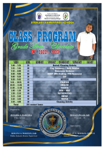 GRADE 3 CLASS PROGRAM 2022 - 2023