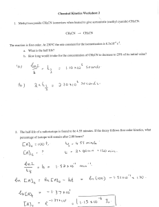 Chemical Kinetics Worksheet 2 KEY