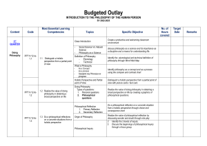 Philosophy Course Outline: Human Person, SY 2022-2023