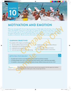 PSY1022 CHAPTER 10 - Motivation and Emotion