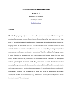 2011-Yi-Numeral Classifiers and Count Nouns