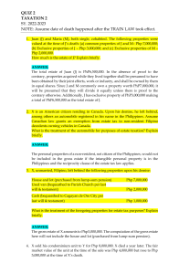 Taxation Quiz: Estate Tax Under TRAIN Law