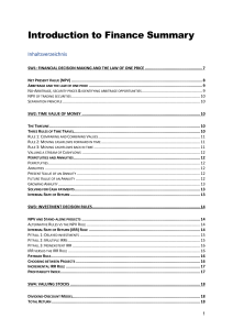 Introduction to Finance Summary